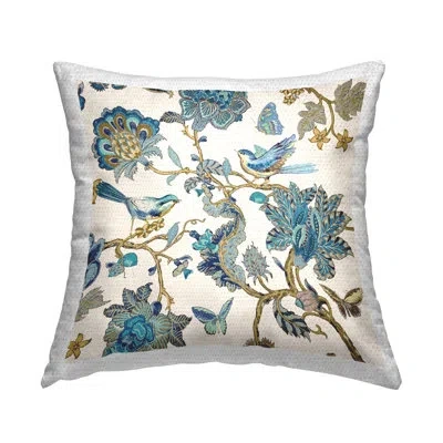 Stupell Industries Blue Ornate Traditional Nature Outdoor Printed Pillow By Reneé Campbell In Blue;white;beige