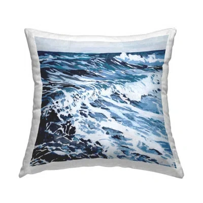 Stupell Industries Blue Rolling Waves Decorative Printed Throw Pillow Design By Melissa Wang