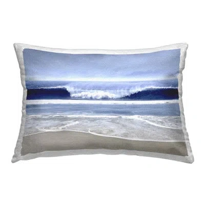 Stupell Industries Blue Rolling Waves Outdoor Printed Pillow By Devon Davis In Blue;gray