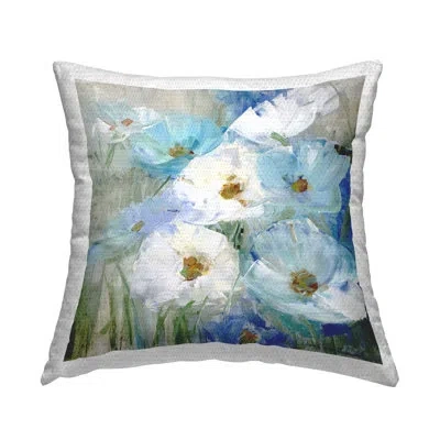 Stupell Industries Blue Spring Poppies Design By Sally Swatland Outdoor Printed Pillow