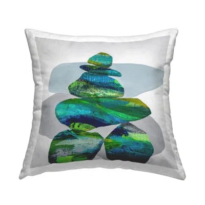 Stupell Industries Blue Stacked Zen Rocks Printed Throw Pillow Design By Ruth Fromstein