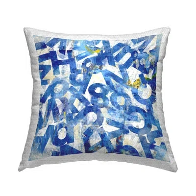 Stupell Industries Blue Typography Collage Outdoor Printed Pillow By Laura Gibson