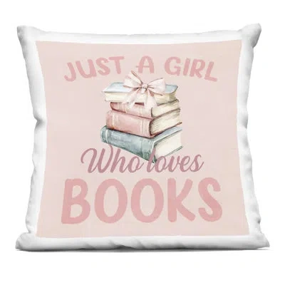 Stupell Industries Blush Pink Book Lover Decorative Printed Throw Pillow, Design By Kim Allen In Pink Reader Girl Who Loves Books