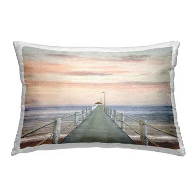 Stupell Industries Boardwalk Ocean Shore Outdoor Printed Pillow By Marcus Prime In Blue;gray;orange