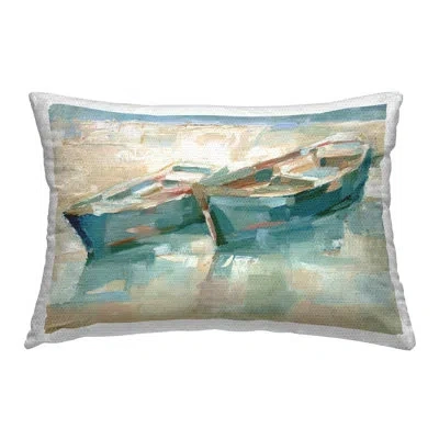 Stupell Industries Boat Duo On Shore Outdoor Printed Pillow By Ethan Harper In Blue