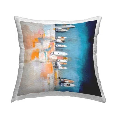 Stupell Industries Boat Harbor Aerial View Printed Outdoor Throw Pillow Design By Irena Orlov In Blue