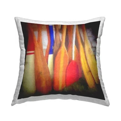 Stupell Industries Boat Oars Leaning Outdoor Printed Pillow By Graffitee Studios In Orange