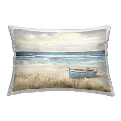 Stupell Industries Boat On Sandy Shore Outdoor Printed Pillow By Amber Sterling In Blue