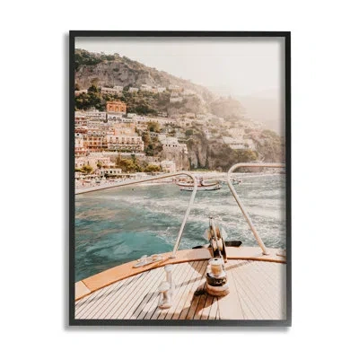 Stupell Industries Boating Coastal Seaside Town Buildings By Krista Broadway - Floater Frame Photograph On Wood In Midnight Black Framed Giclee