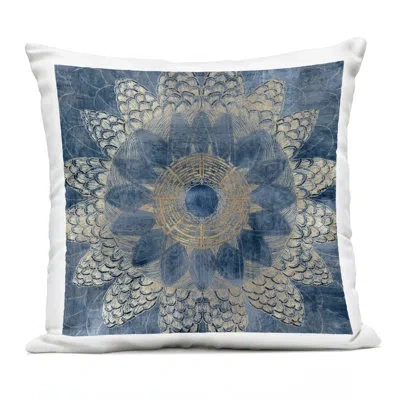 Stupell Industries Bohemian Waves Mandala Outdoor Printed Pillow Design By Jacob Q In Blue