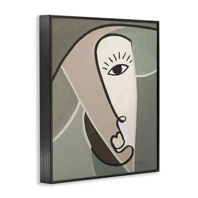 Stupell Industries Boho Cubism Face White Framed Giclee Art By Patricia Pinto In Midnight Black Framed Giclee