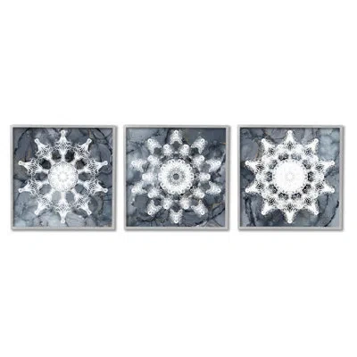 Stupell Industries Boho Fractal Patterns By Christine Zalewski - 3 Piece Single Picture Frame Print Set On Wood In Farmhouse Gray Framed Giclee