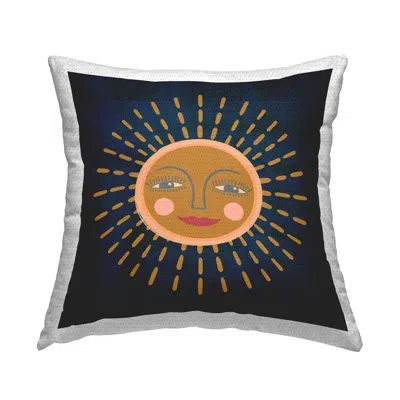 Stupell Industries Boho Smile Sun Outdoor Printed Pillow By Carrie Cantwell In Black
