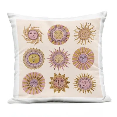 Stupell Industries Boho Solar Faces Outdoor Printed Pillow, Design By Two If By Sea Studios, 18 X 7 X 18 In Pink