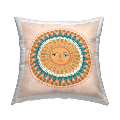 Stupell Industries Boho Sun Mandala Pattern Outdoor Printed Pillow By Caroline Alfreds In Blue;orange