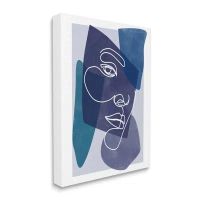 Stupell Industries Bold Blue Purple Shapes Face Line Doodle By Birch&ink In Wrapped Canvas