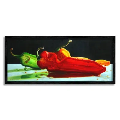 Stupell Industries Bold Modern Peppers Still Life Kitchen Vegetable Food By Cecile Baird - Floater Frame Painting Print In Midnight Black Framed Giclee