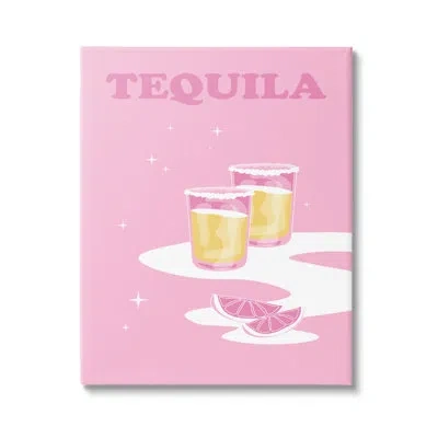 Stupell Industries Bold Pink Tequila Shots Kitchen Cocktail By Birch And Ink - Graphic Art In Wrapped Canvas