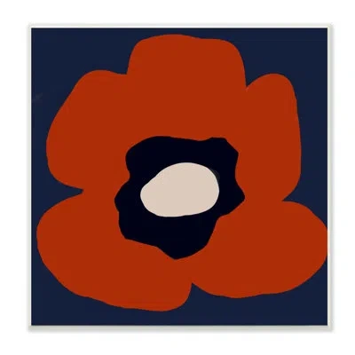 Stupell Industries Bold Red Flower Blossom Modern Geometric Shapes Wall Plaque Art By Deborah Velasquez In Red;navy;off White