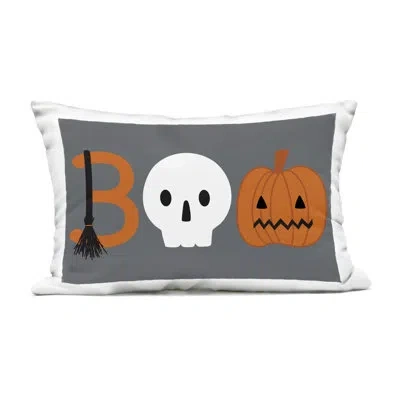 Stupell Industries Boo Halloween Fun Typography Design By Sazerelli Designs Outdoor Printed Pillow In Gray
