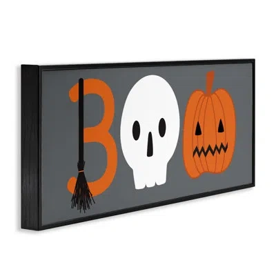 Stupell Industries Boo Halloween Fun Typography Framed Giclee, Design By Sazerelli Designs In Midnight Black Framed Giclee