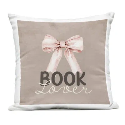 Stupell Industries Book Lover With Bow Outdoor Printed Pillow, Design By Kim Allen In Brown