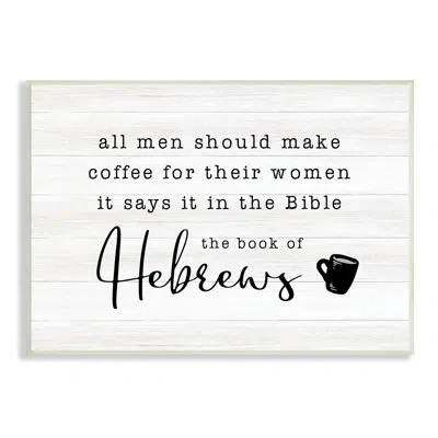 Stupell Industries Book Of Hebrews Kitchen Coffee Pun Drink Mug Xxl Stretched Canvas Wall Art By Cad Designs In Off White