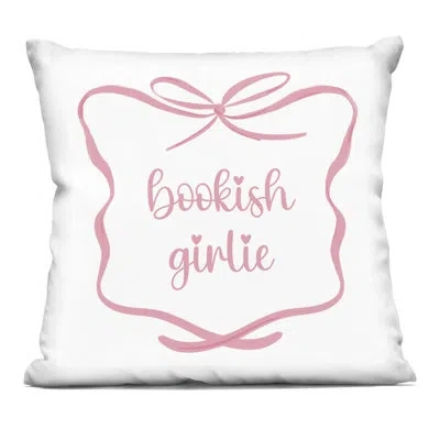 Stupell Industries Bookish Girlie Pink Bow Decorative Printed Throw Pillow, Design By Lucille Price, 18 X 7 X 18