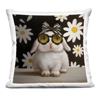 Stupell Industries Boopsie Daisy Bunny Decorative Printed Throw Pillow, Design By Lucia Heffernan, 18 X 7 X 18 In Black