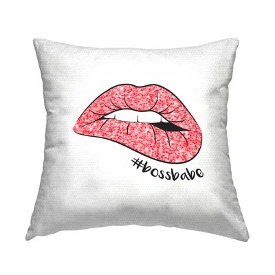 Stupell Industries Boss Babe Hashtag Glam Lips Outdoor Printed Pillow By Martina Pavlova In Black;pink