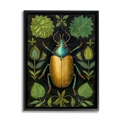 Stupell Industries Botanical Beetle Study No Frame Print On Wood In Green