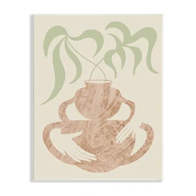 Stupell Industries Botanical Leaves Hands Flower Pot Handles Collage By Lil' Rue - Print In Wrapped Canvas