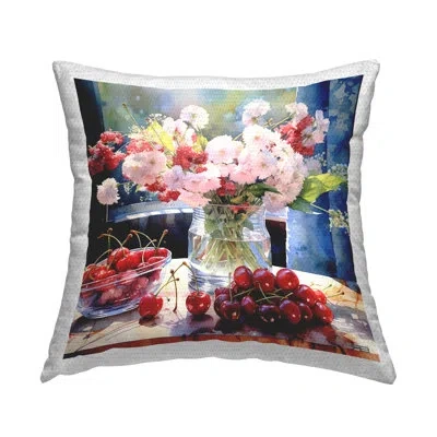 Stupell Industries Bouquet & Summer Fruits Outdoor Printed Pillow By Rb In Blue