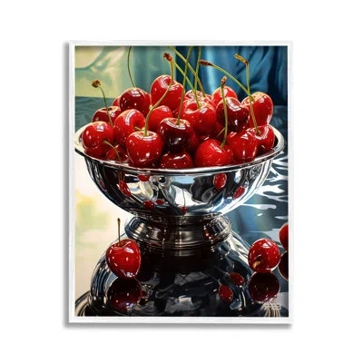 Stupell Industries Bowl Of Cherries Reflection Framed Giclee Art By Rb In Coastal White Framed Giclee
