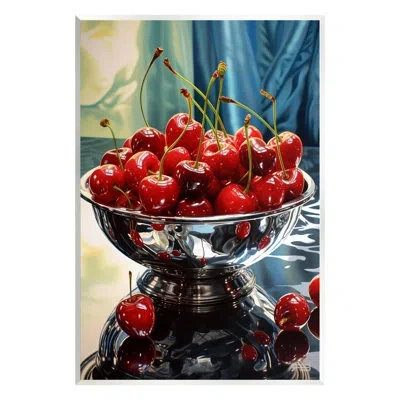 Stupell Industries Bowl Of Cherries Reflection Wall Plaque Art By Rb In Blue;red;silver