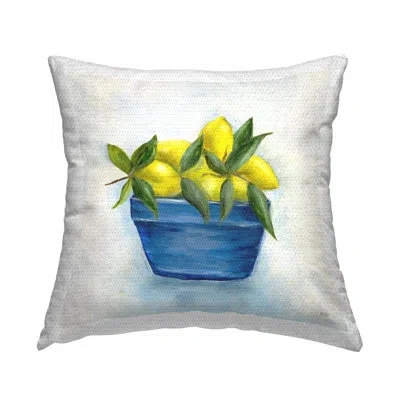 Stupell Industries Bowl Of Lemons Outdoor Printed Pillow By Marilyn Dunlap In Yellow