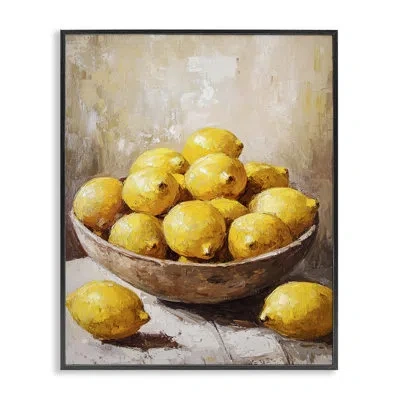 Stupell Industries Bowl Of Lemons Still Life Giclee Art, Design By Franklyn Gregory In Midnight Black Framed Giclee