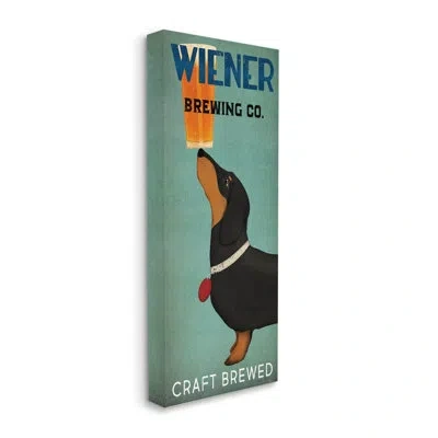 Stupell Industries Brewery Company Wiener Dog By Ryan Fowler - Wrapped Canvas Graphic Art In Blue