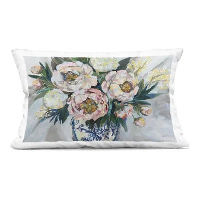 Stupell Industries Bridal Bouquet In Ornate Vase Decorative Printed Throw Pillow, Design By Jeanette Vertentes In Gray