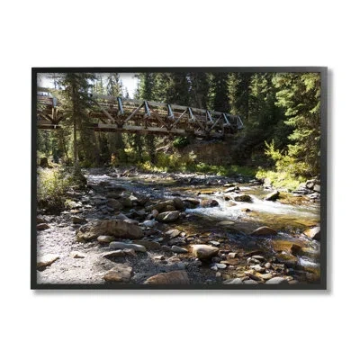 Stupell Industries Bridge Over Babbling Brook By Stede Bonnett - Floater Frame Photograph On Wood In Midnight Black Framed Giclee