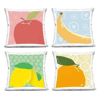 Stupell Industries Bright Kitchen Fruits Design By Daniela Santiago Throw Pillow (set Of 4) In Yellow