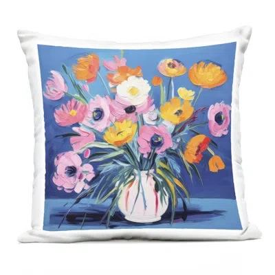 Stupell Industries Bright Poppies Bouquet Design By Lsr Design Studio Outdoor Printed Pillow In Blue
