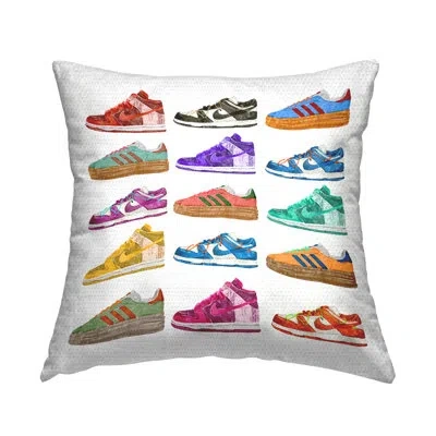 Stupell Industries Bright Sneaker Collection Outdoor Printed Pillow By Ziwei Li In White