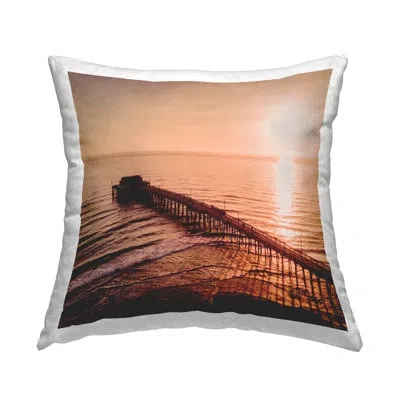 Stupell Industries Bright Sun Over Ocean Decorative Printed Throw Pillow By Marcus Prime In Brown;beige