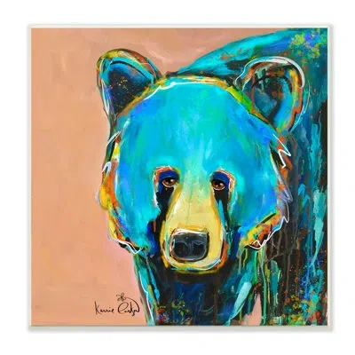 Stupell Industries Brilliant Blue Bear Gazing Street Style Graffiti Splatter Wall Plaque Art By Karrie Evenson In Blue;brown