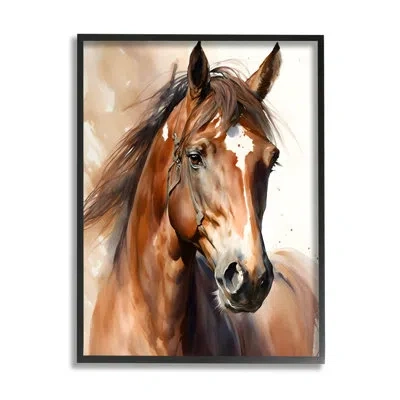 Stupell Industries Brown Horse Painting No Frame Print On Wood