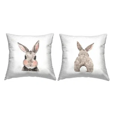 Stupell Industries Brown Rabbits Face & Tail 2 Piece Outdoor Printed Pillow Set By Amanda Greenwood In White;gray