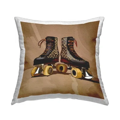 Stupell Industries Brown Roller Skates Printed Outdoor Throw Pillow Design By Amelia Noyes
