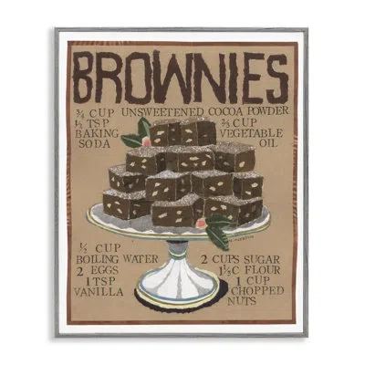 Stupell Industries Brownie Platter Recipe Art By Nancy Overton In Farmhouse Gray Framed Giclee
