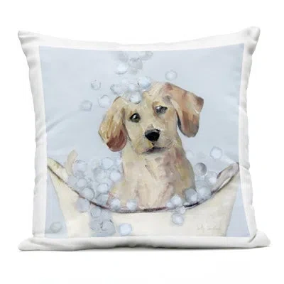 Stupell Industries Bubble Bath Lab Puppy Design By Sally Swatland Outdoor Printed Pillow In Beige